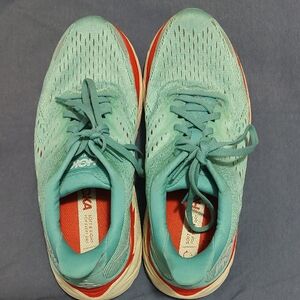Hoka One One Teal and Coral Athletic Shoes